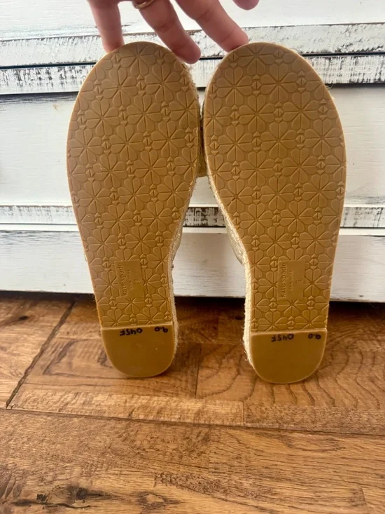 New Kate Spade Saltie Short Espadrille Slide Sandals Gold Women's Size 9 - Picture 7 of 8